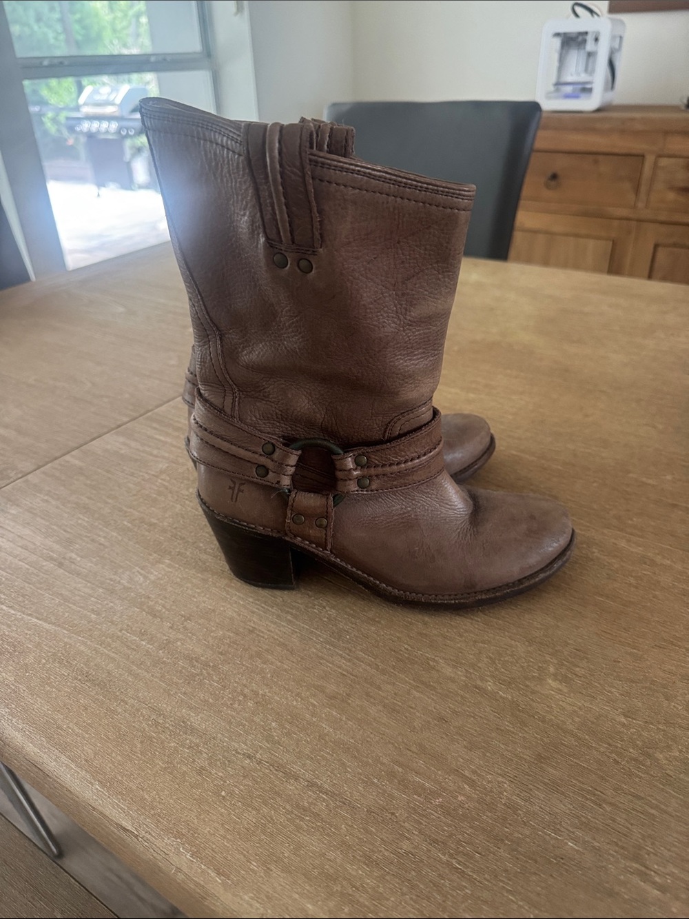 Frye Classic Brown Leather Mid-Calf Boots - Picture 2 of 8